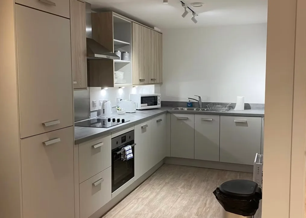 Kitchen interior painting with light neutral walls in a Bromley home